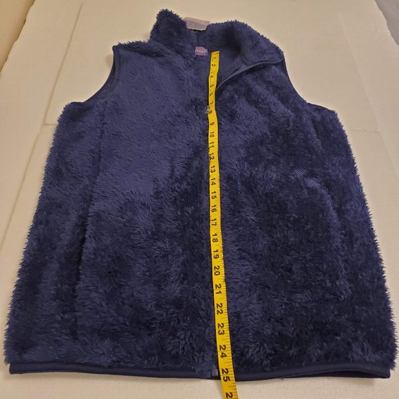 NWT Emily Stacy Womens Missy Fleece Blue Zip Up Teddy Vest w/Pockets - M - Picture 6 of 14